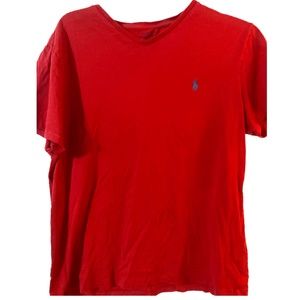 Polo Ralph Lauren T-Shirt, V-Neck, Men's Medium, Red w/Blue Pony